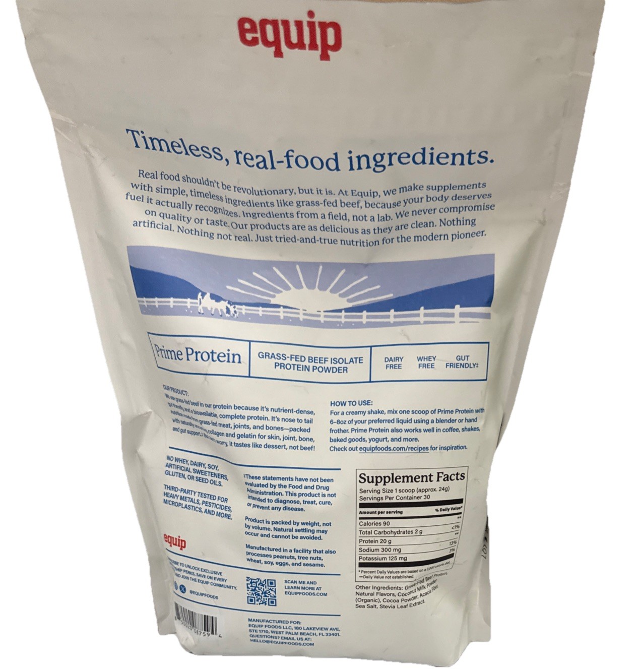 Equip Foods Prime Protein Powder Grass Fed Beef Protein Cookies Cream New 01/28