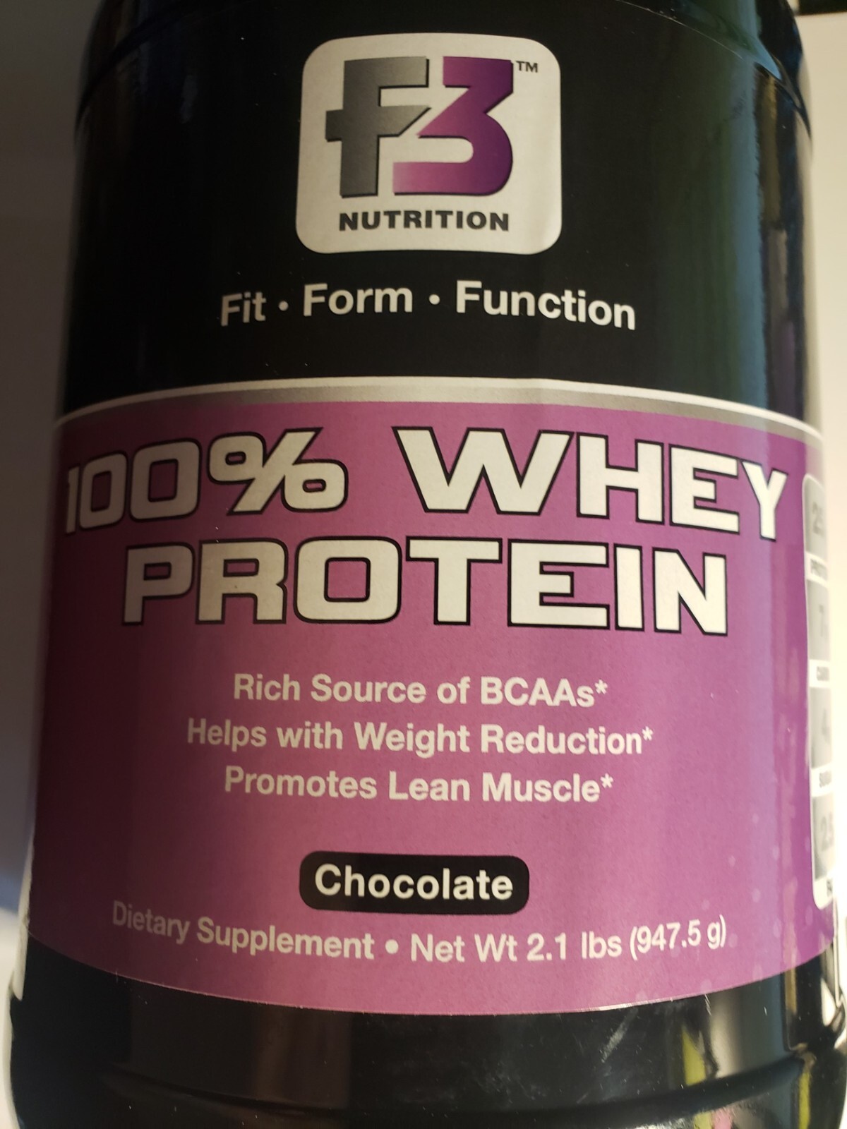 F3 NUTRITION – 100% Whey Protein – Chocolate – 2.1 lbs – Lean Muscle Exp 5/2026