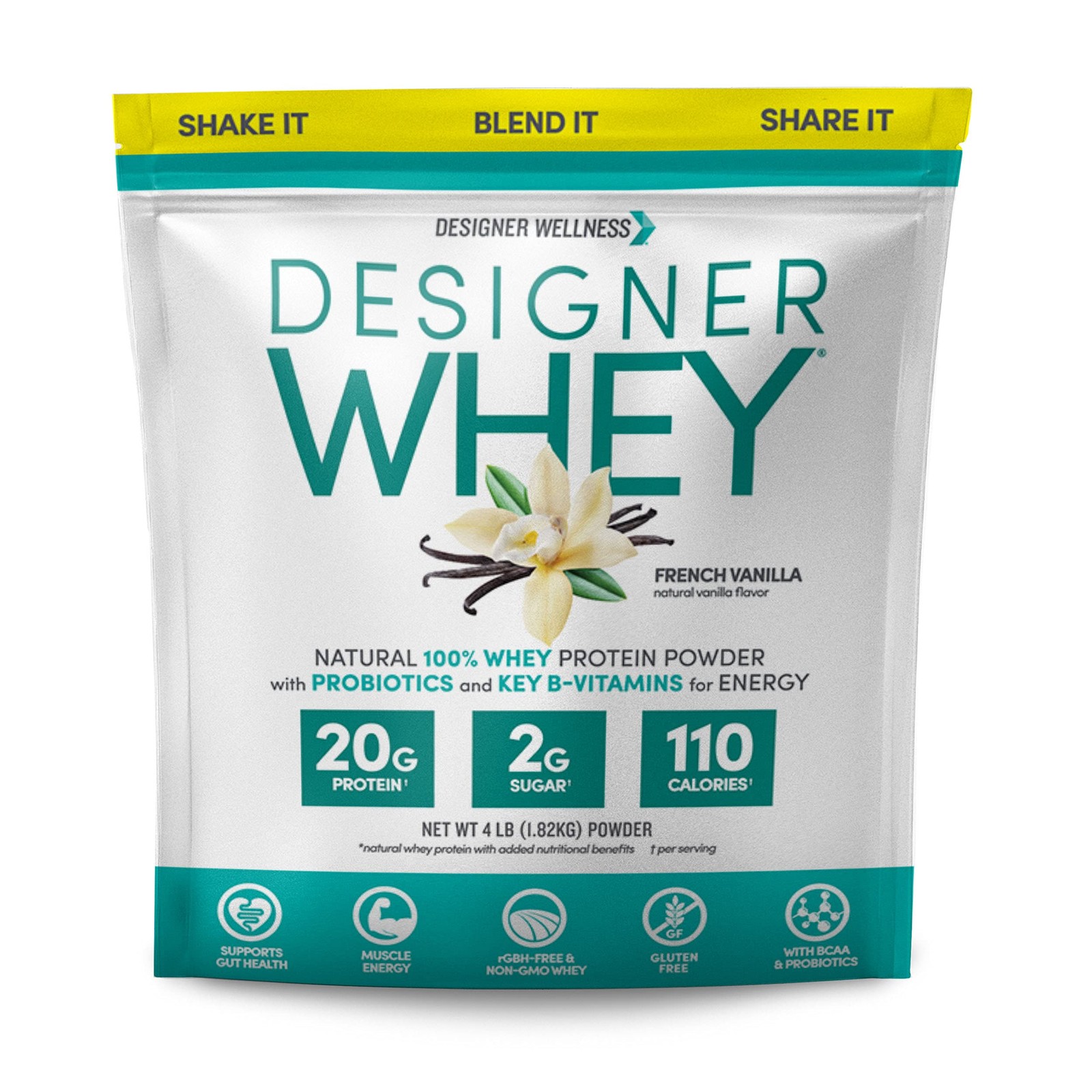 Designer Wellness, Designer Whey, Natural Whey Protein Powder with Probiotics…