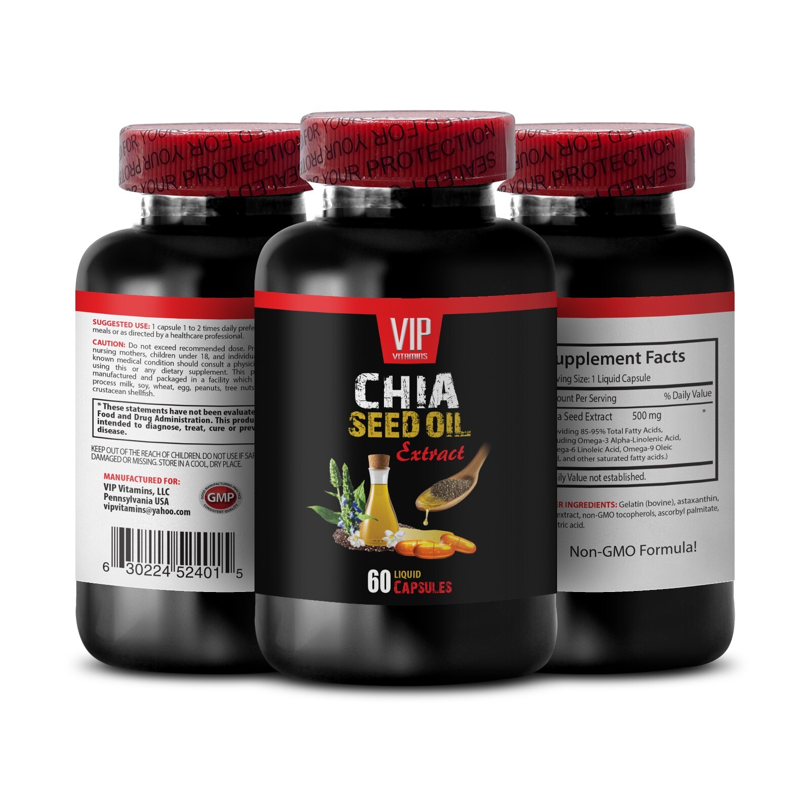 chia seeds – CHIA SEED OIL – linoleic acid supplement 3 Bottles