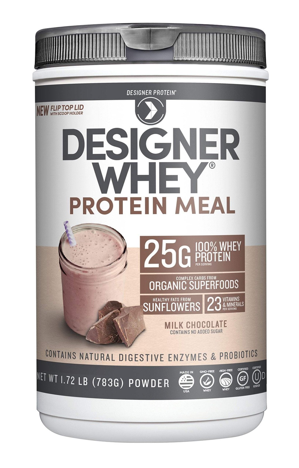 4/27 Designer Whey, Meal Replacement Protein Powder, Milk Chocolate, 1.72 lb