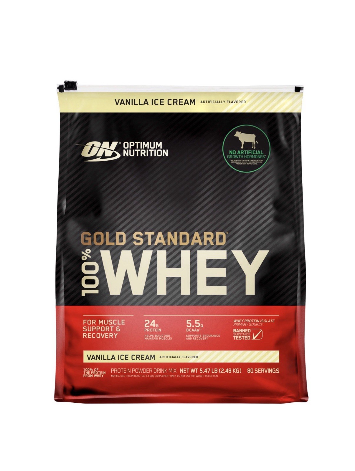 Optimum Nutrition Gold Standard 100% Whey Protein, Vanilla Ice Cream 5.47 lbs