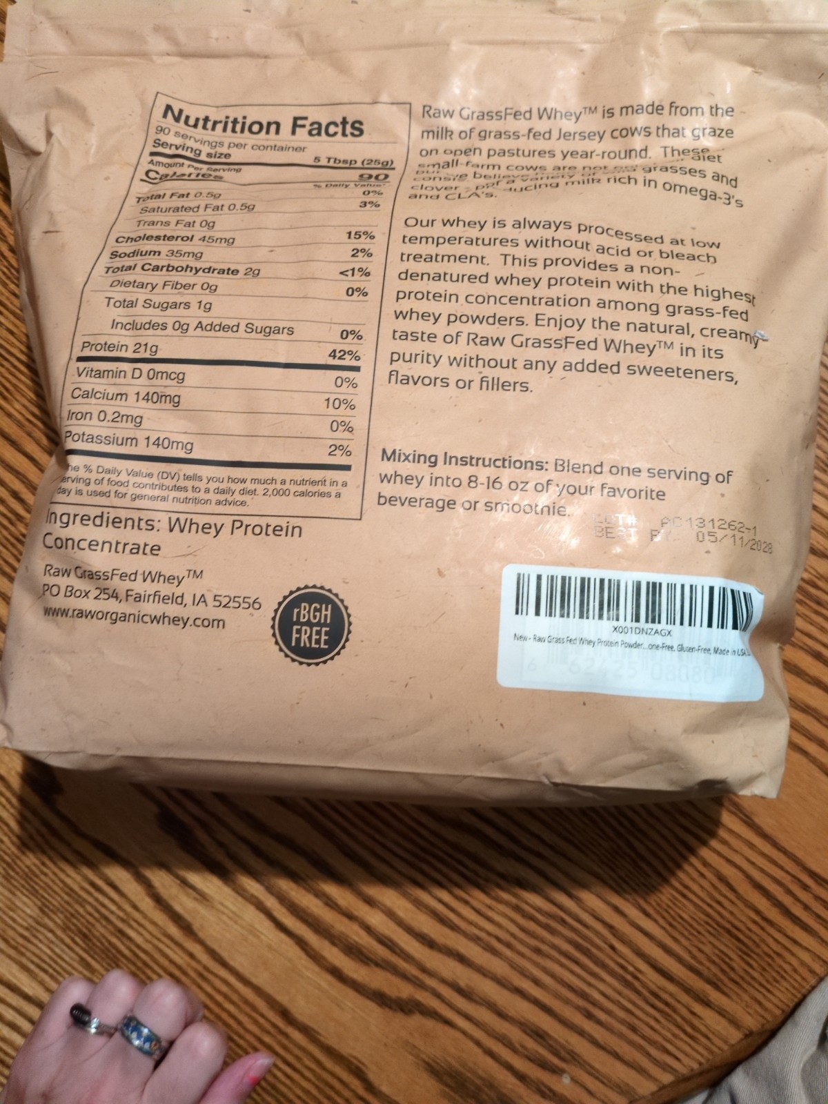 Raw Grass Fed Whey Protein Powder -Happy Healthy Cows, COLD PROCESSED 100% 5 Lbs