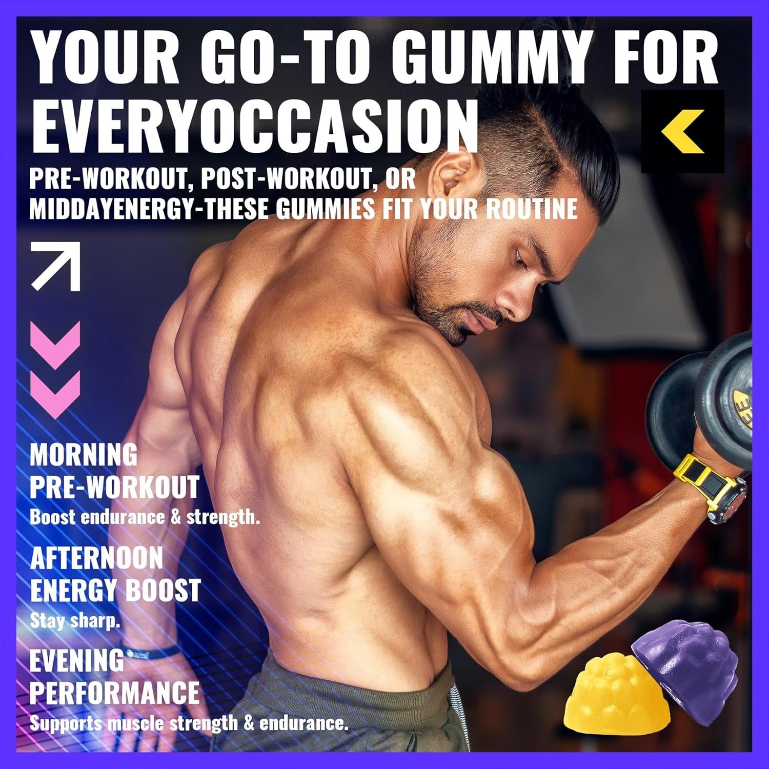 Delicious Muscle Growth Gummies – 5g Creatine Monohydrate, 135 Count, Sugar-Free