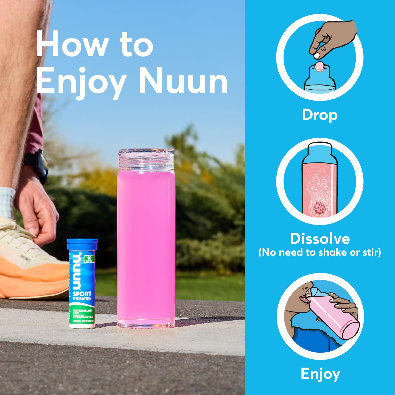 Nuun Sport Electrolyte Tablets Magnesium Calcium Potassium Gluten Lemon Lime 8