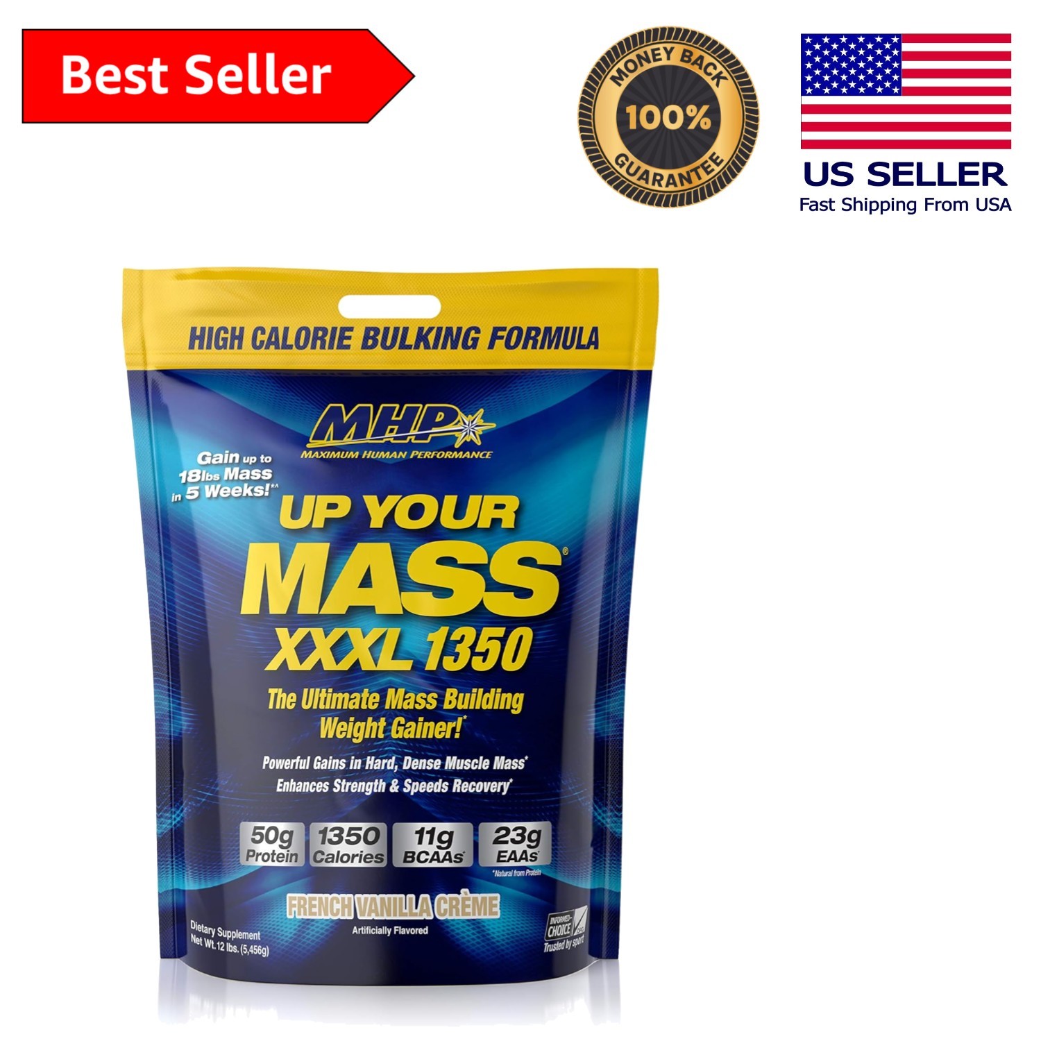 Ultimate MHP XXXL 1350 Weight Gainer – 50g Protein, Informed Choice Certified