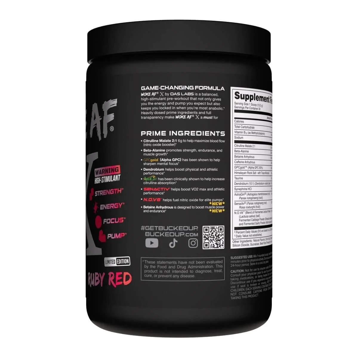 BUCKED UP WOKE AF X 10 Year Anniversary PRE-WORKOUT Energy Pump Focus 30 Serving