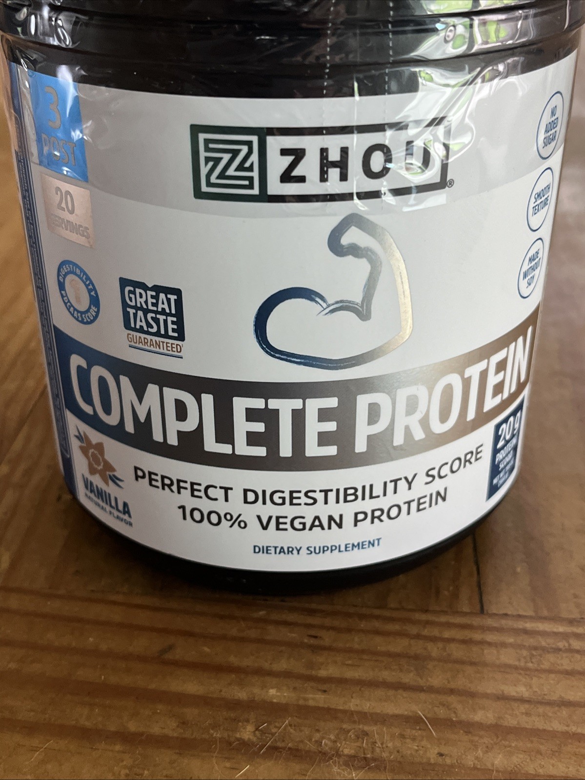 Zhou Complete Protein Vanilla 100% Vegan Protein 19.9 oz