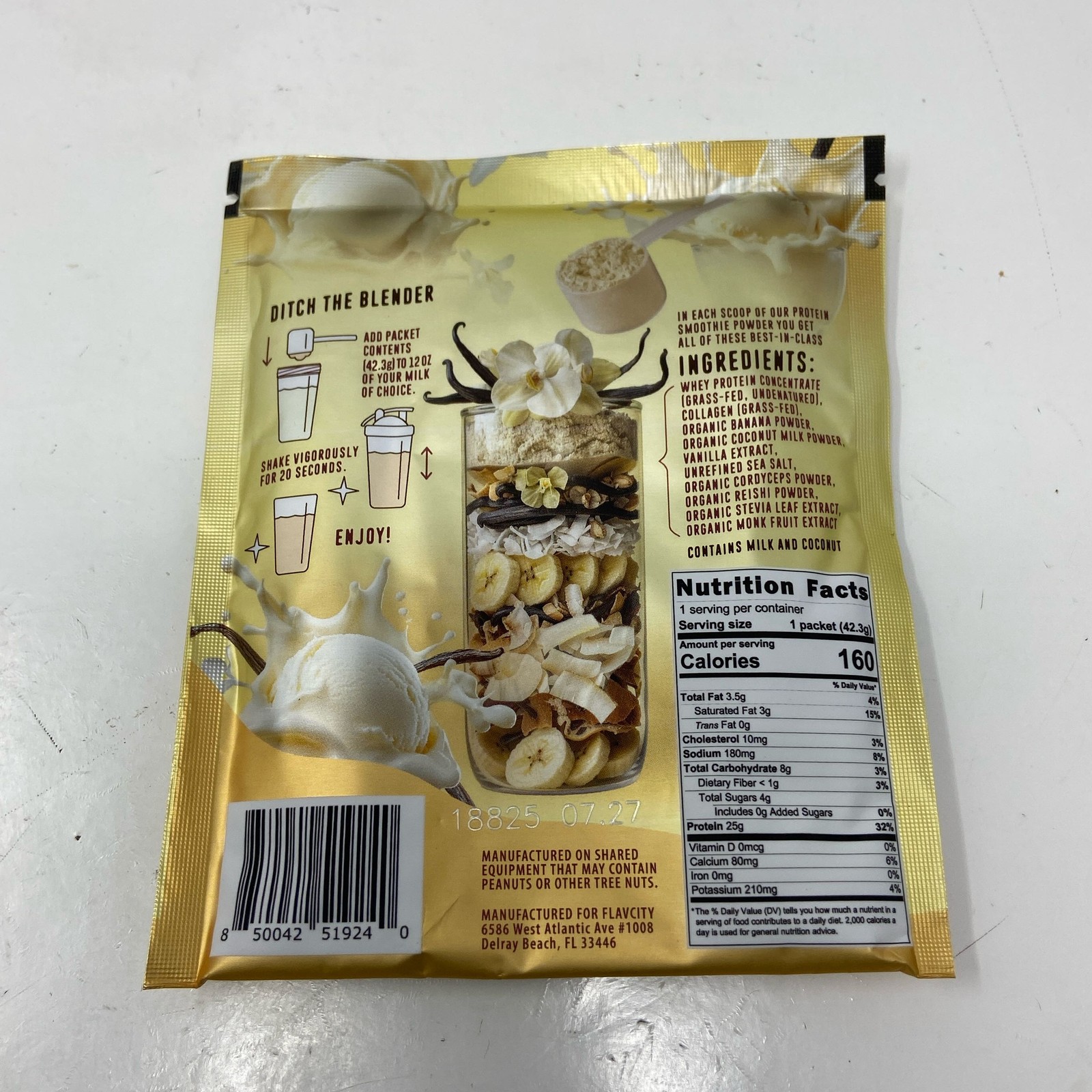 FlavCity Vanilla Cream Protein Smoothie Powder Single 1.49 oz
