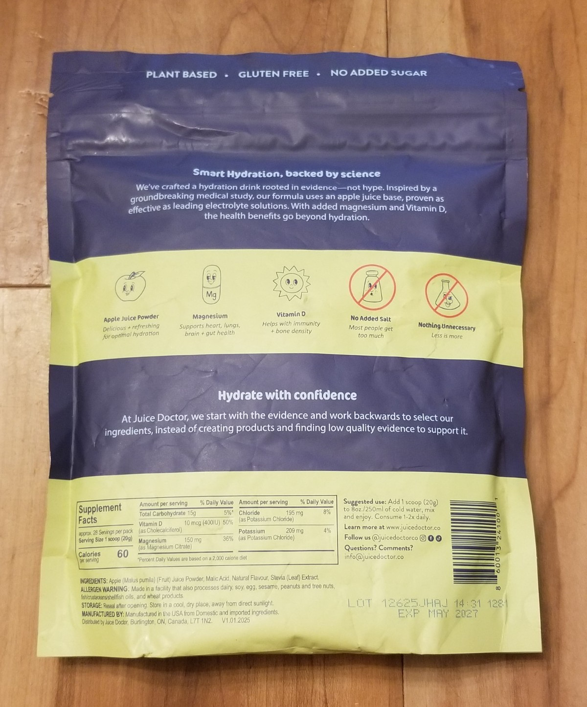 Hydration Powder Made with Apple Juice Powder, Magnesium Citrate, Vitamin D Fami