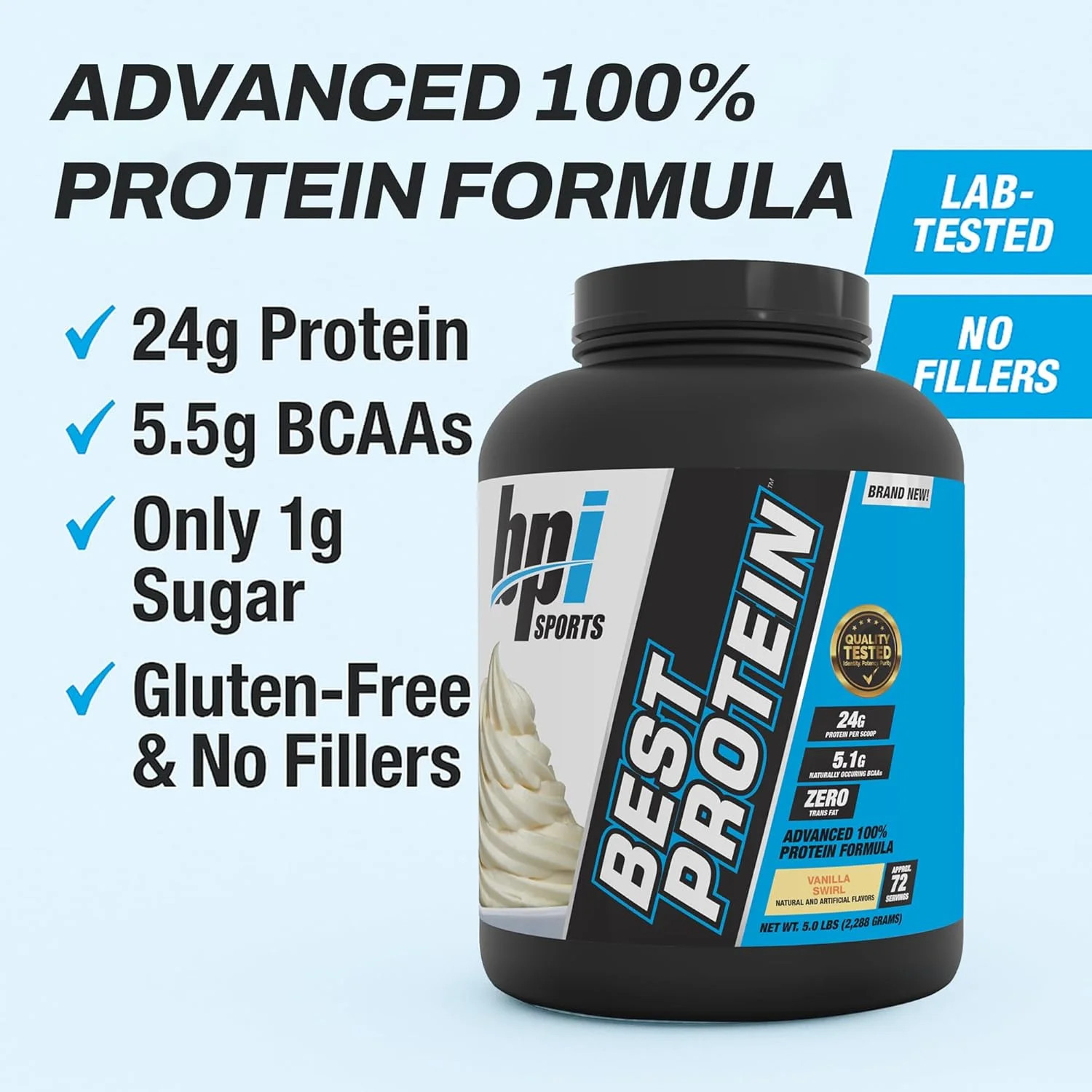 Best Protein Powder, 100% Whey Blend for Muscle Growth & Recovery, Vanilla Swirl
