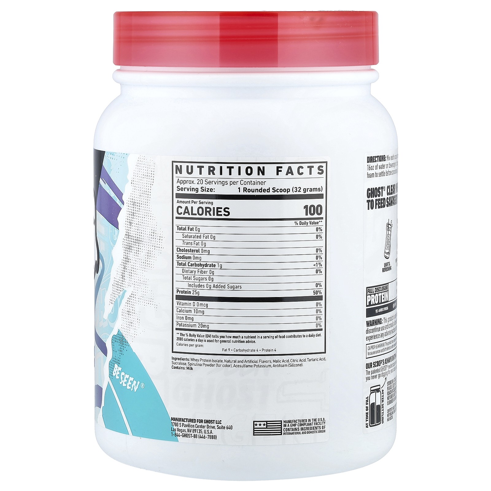 Whey, Clear Protein Isolate, Blue Raspberry, 1.4 lb (640 g)