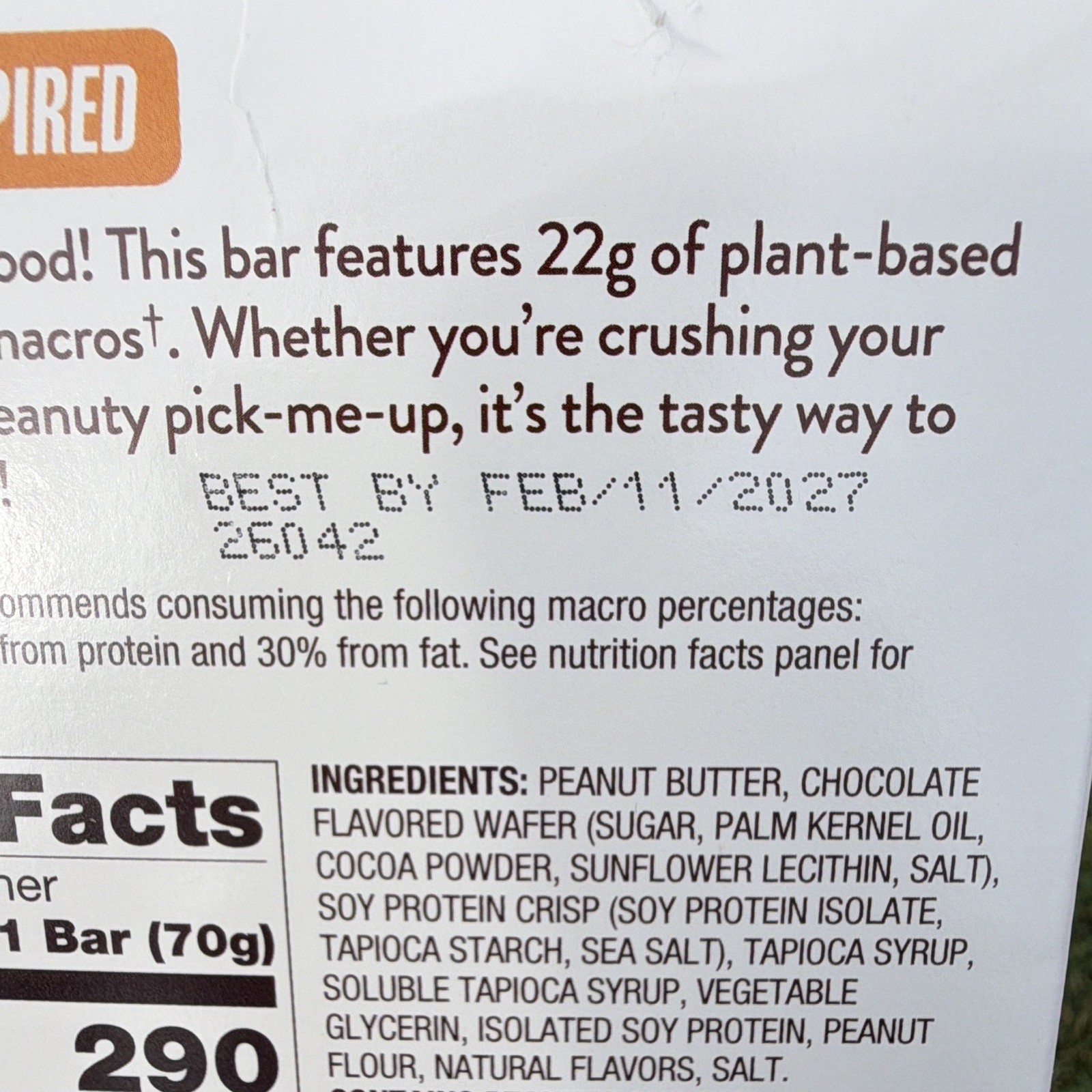 PBfit Salted Caramel Peanut Butter Protein Bars 6 Count Plant-Based Protein
