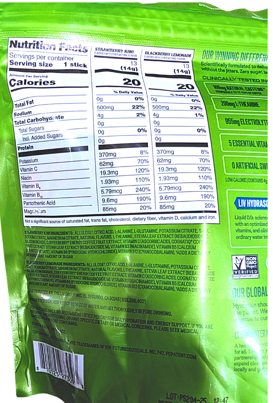 Liquid I.V. Energy Multiplier Sugar Free Drink Mix Variety Pack 26 Sticks ED7/27