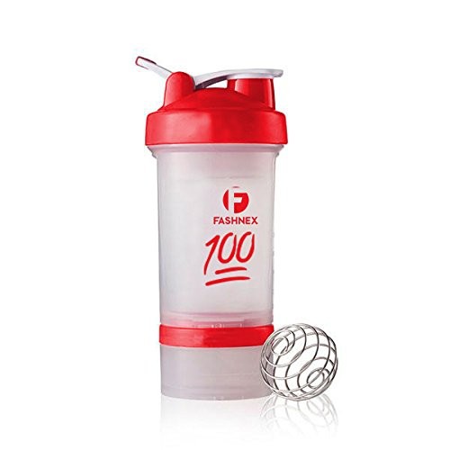 FASHNEX Protein Shaker Cup with Twist N’ Lock Storage Containers, 500ml (White)