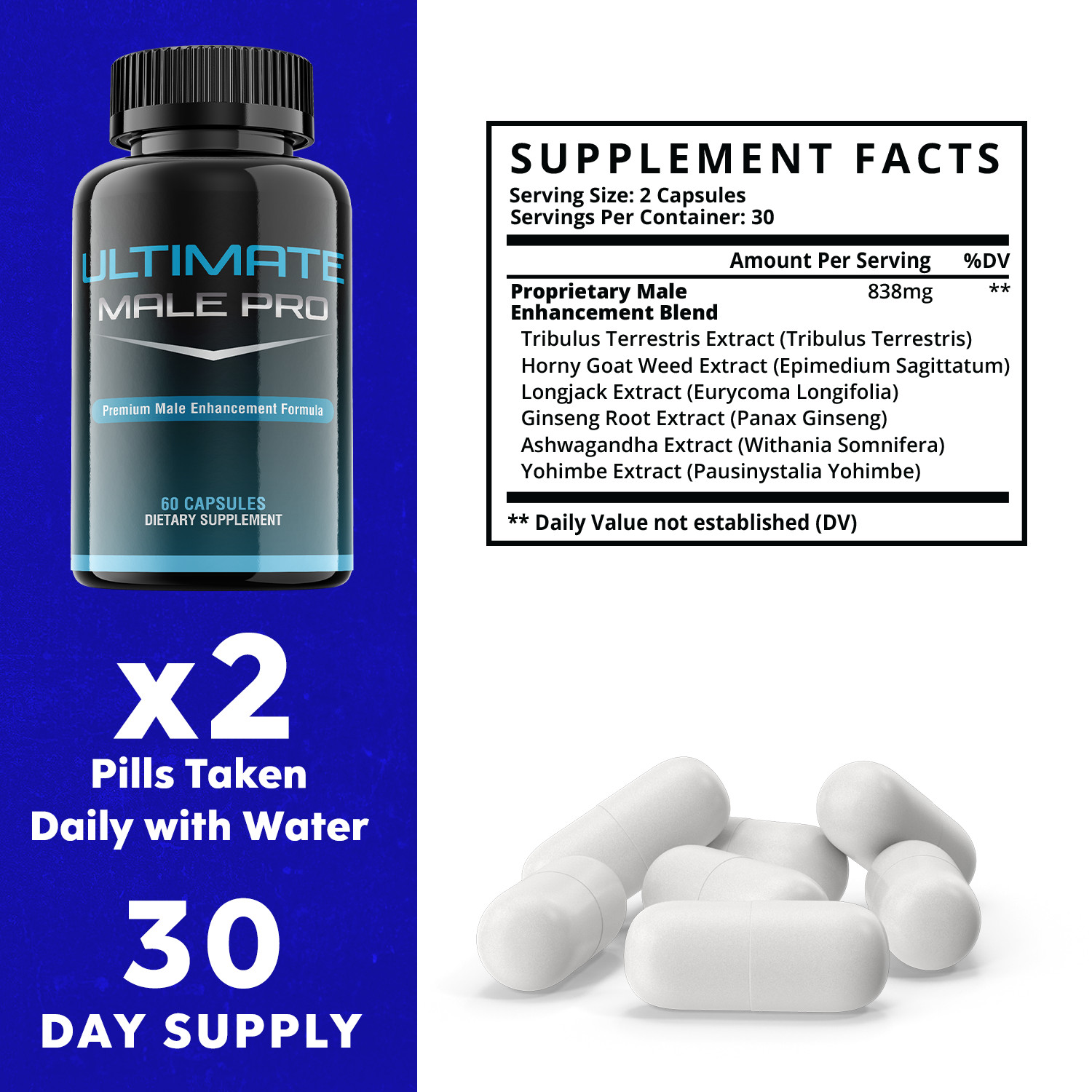 (5 Pack) Ultimate Male Pro, Ultimate Male Performance Supplement (300 Capsules)