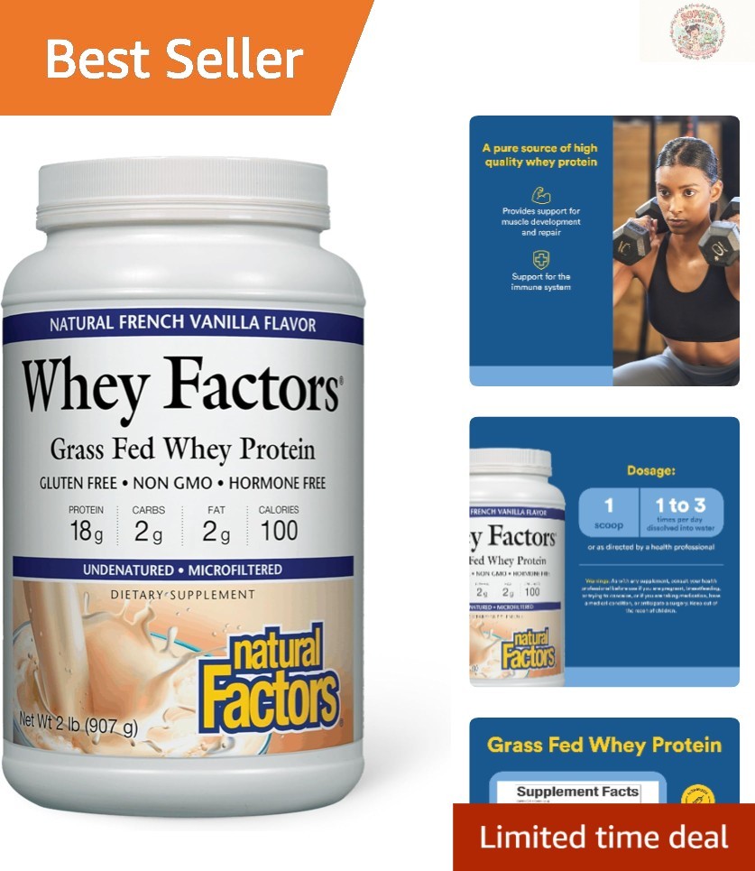 Whey Factors French Vanilla Protein – 18g Protein Per Serving, Easy Mix