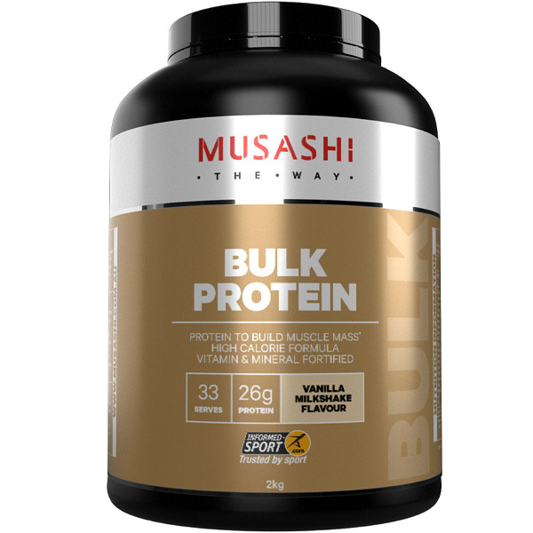 New Musashi Bulk Protein Powder 2KG Vanilla Milkshake Flavour