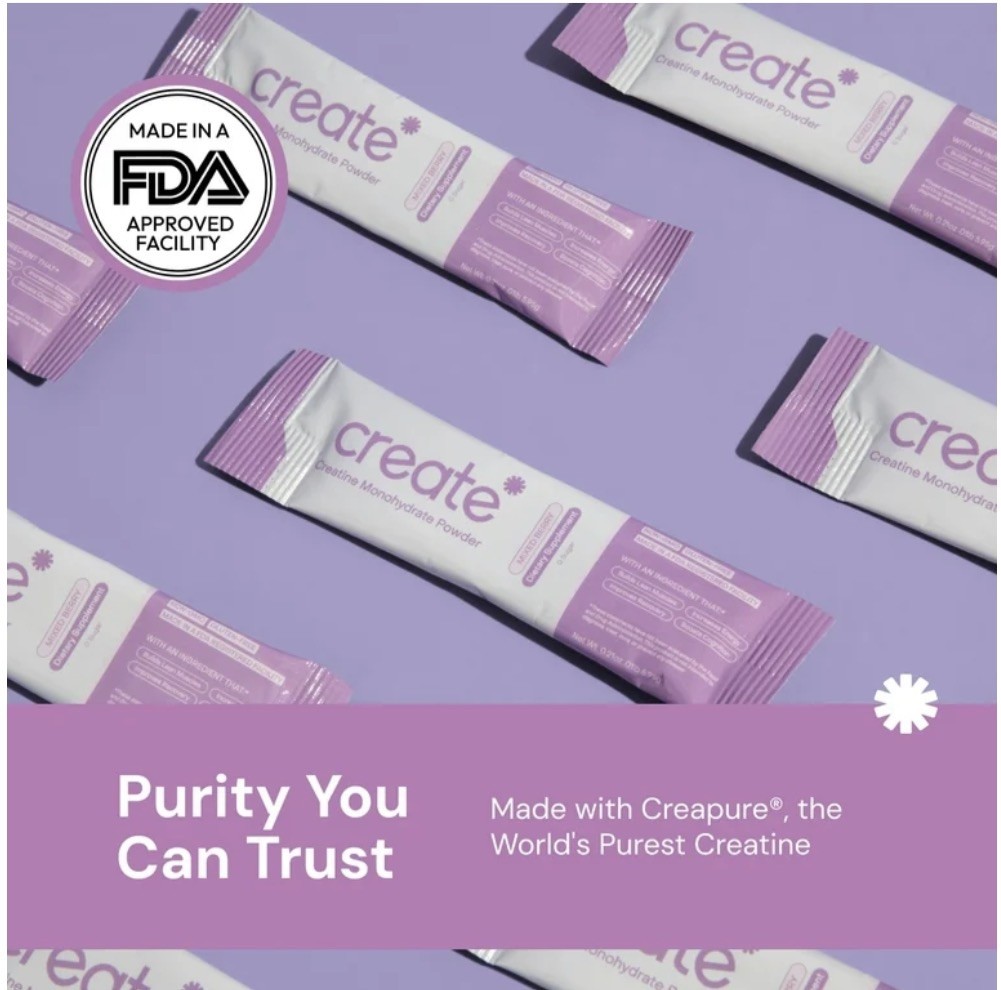 Creatine Mixed Berry-Create Creatine Monohydrate Powder 30 Packets Exp 8/27