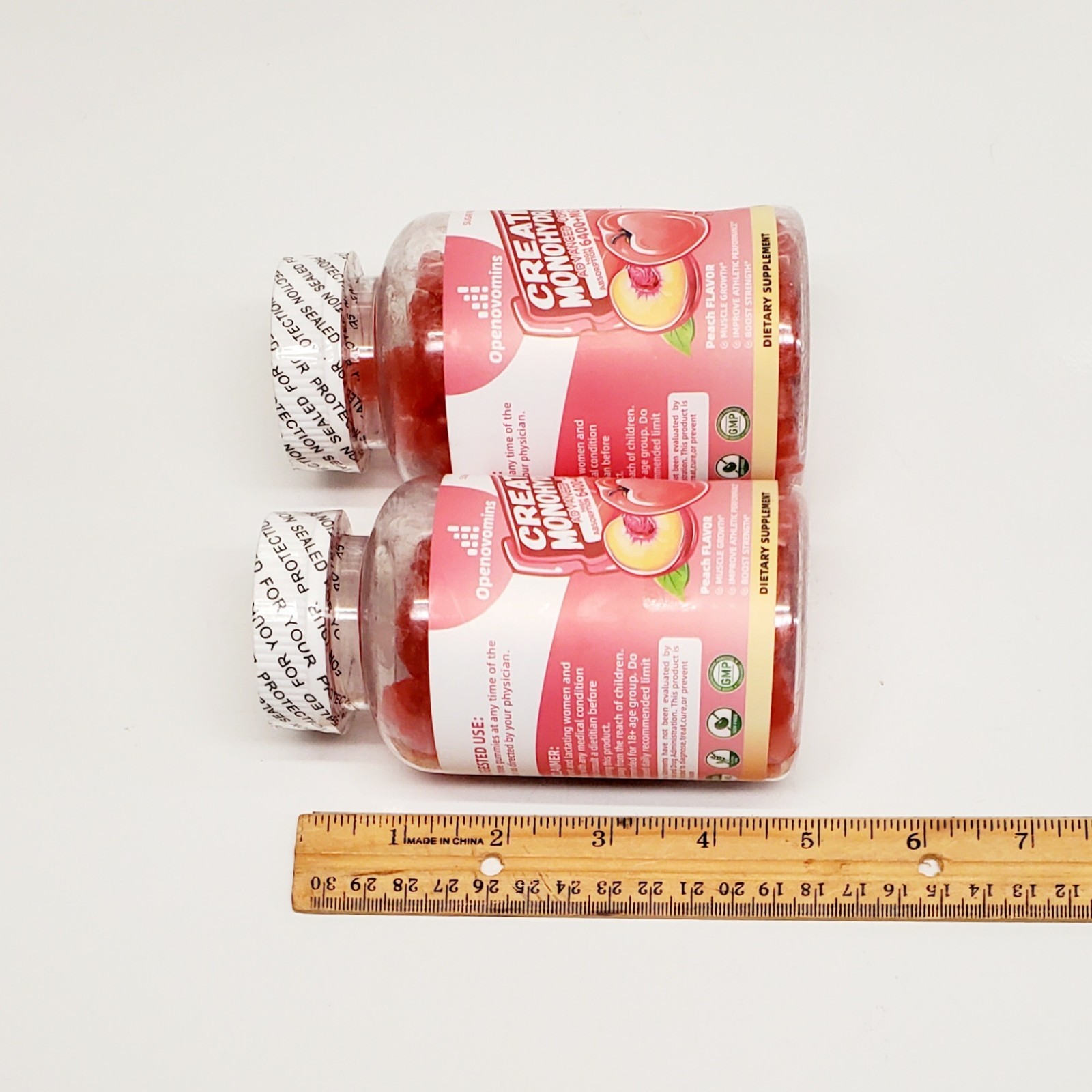 2ct Creatine Monohydrate Gummies 6400mg Peach Flavor- High Absorption-Sugar Free