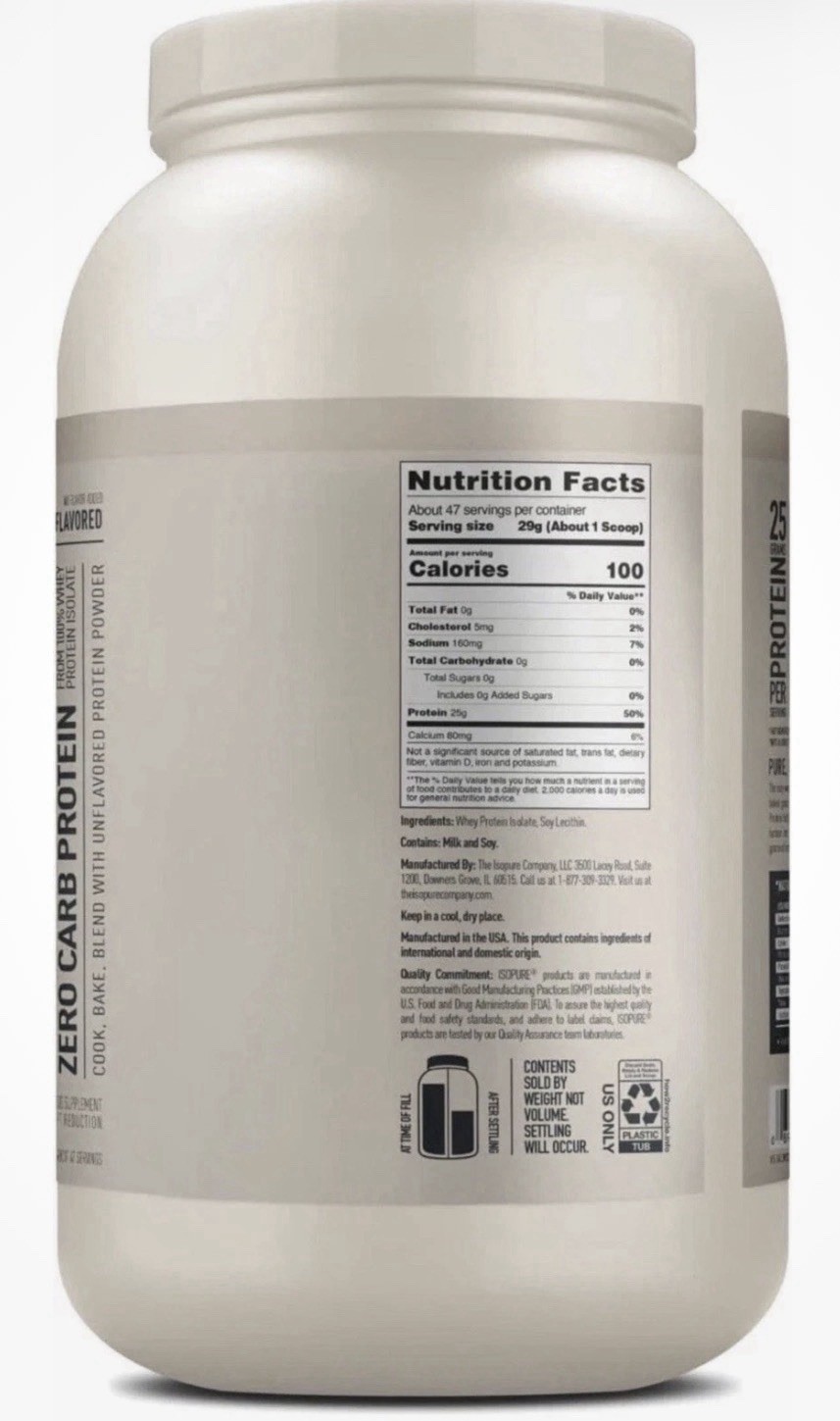 NEW IN STOCK! Isopure Whey Isolate Unflavored 3lb