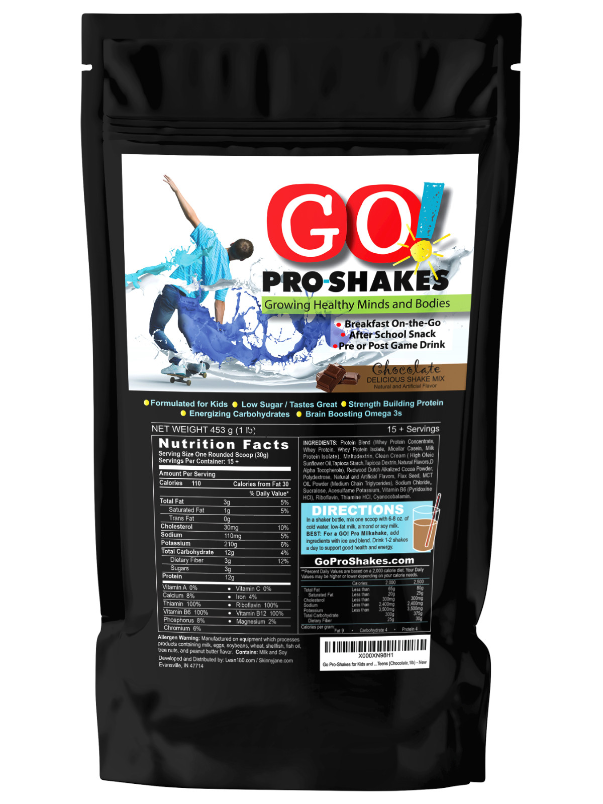 GO! Pro-Shakes for Kids Teens – Protein, Brain, Growth Support, Healthy Snack