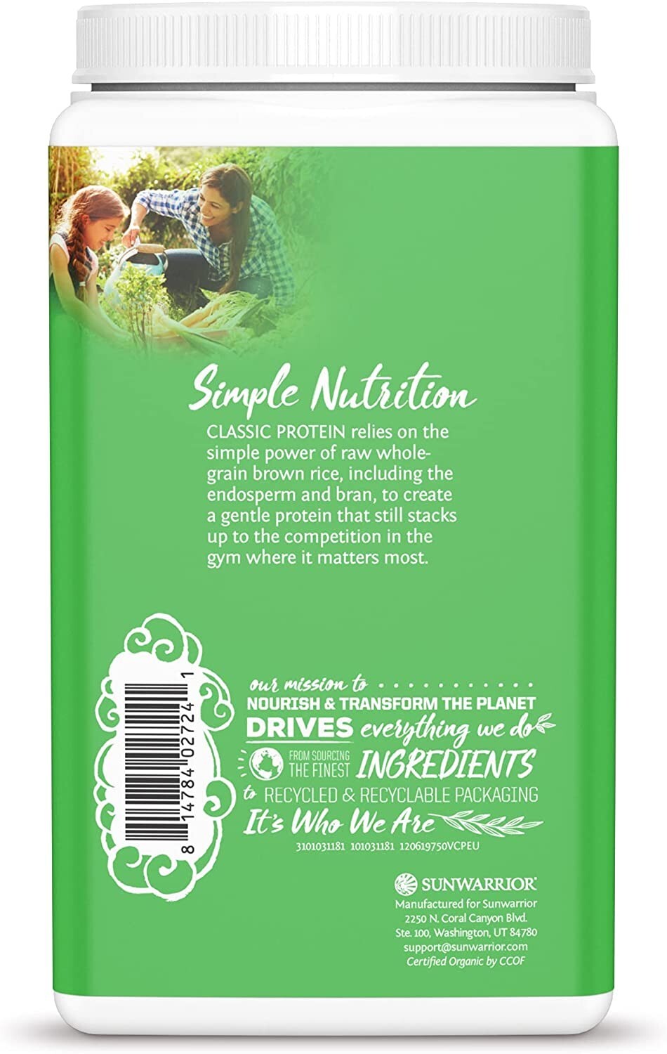 Sunwarrior Organic Classic Vanilla Protein 750g, Vegan Sprouted Protein Powder