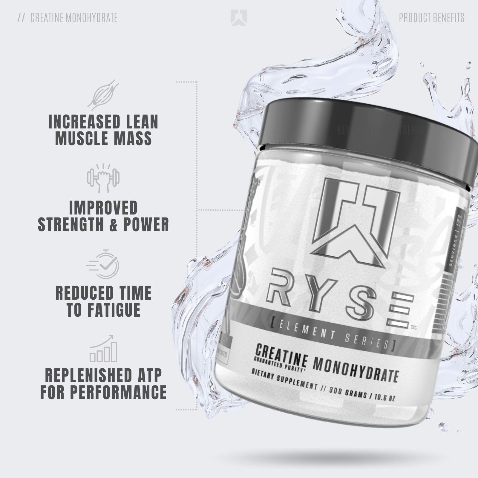 Ryse Creatine Monohydrate Powder – Unflavored – Supports Men & Women Lean Mus…
