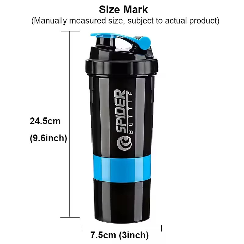 3 Layers Shaker Protein Bottle Powder Shake Cup Water Bottle Plastic Mixing Cup*