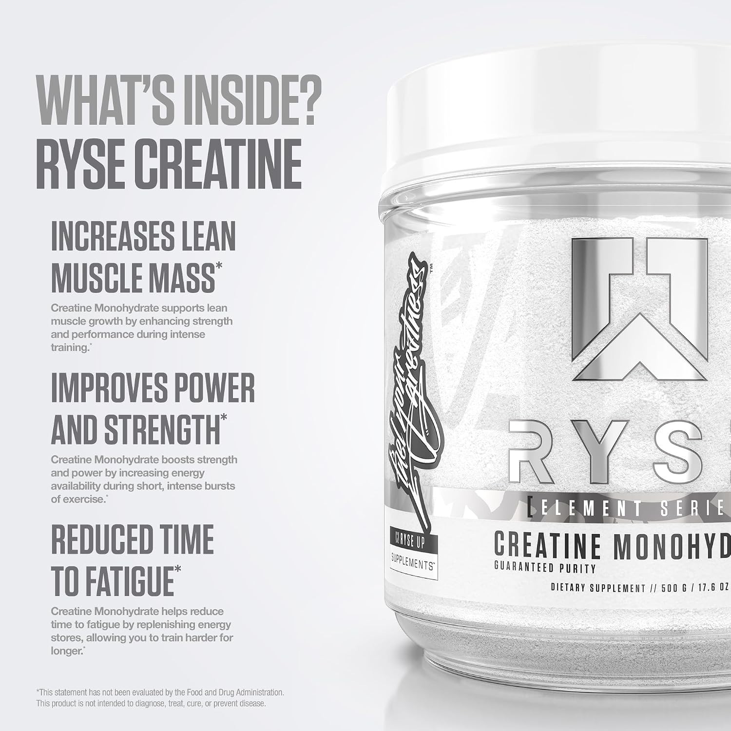 RYSE Creatine Monohydrate Powder – Unflavored – Supports Men & Women Lean Muscle