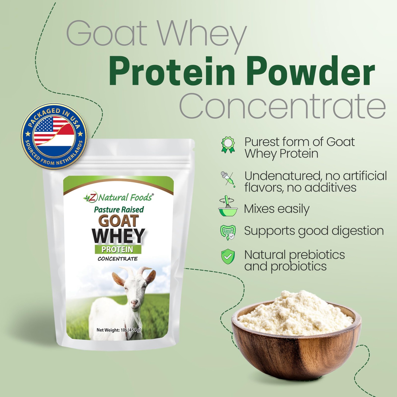 Goat Whey Protein Powder Concentrate – Undenatured, Unflavored, Pasture Raise…