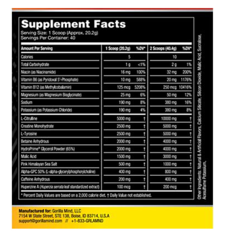 Gorilla Mode Pre-Workout Formula – White Gummy Bear (1.78 Lbs. / 40 Servings)