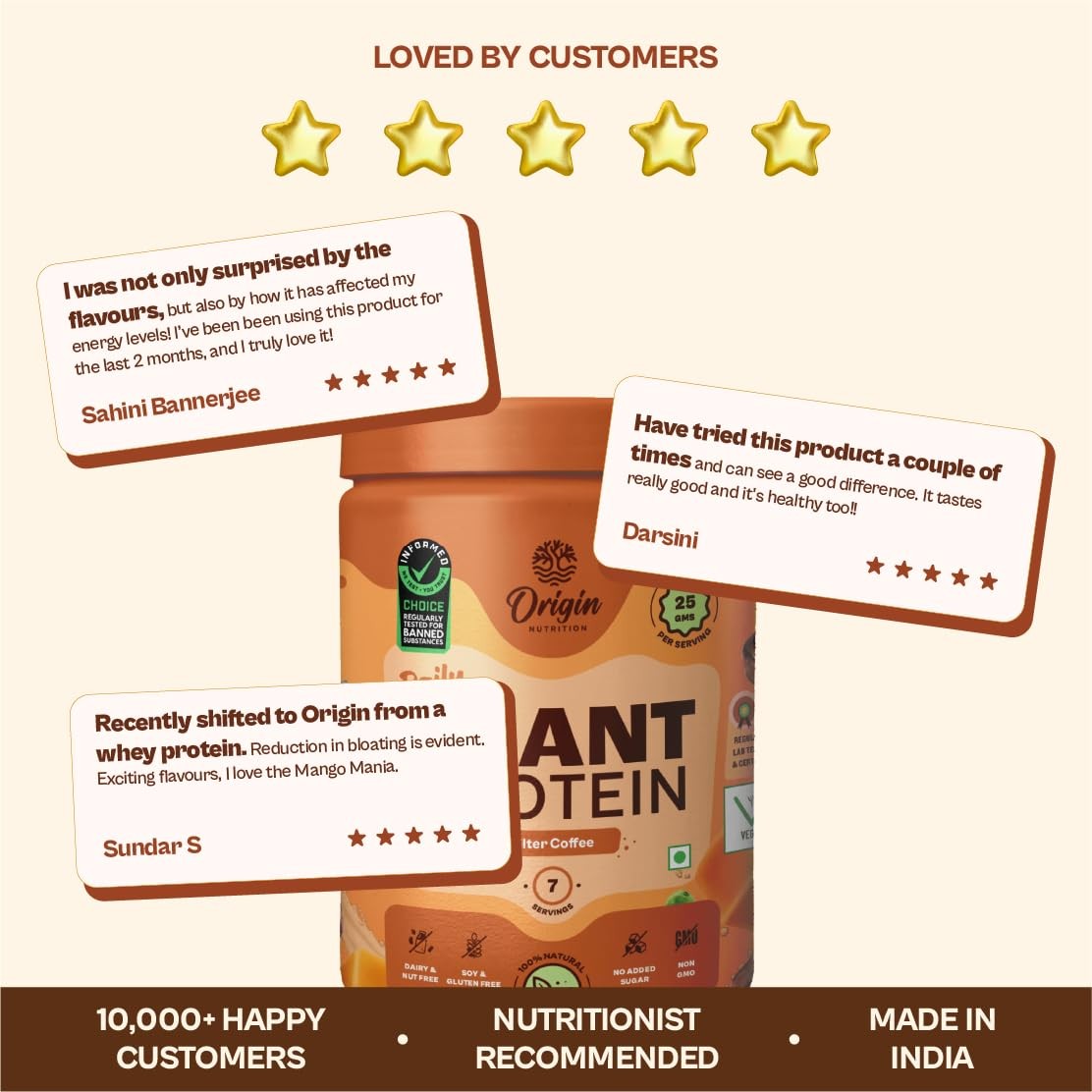 Origin Nutrition Plant Protein 284g Coffee Flavour 25g Vegan Gluten Free