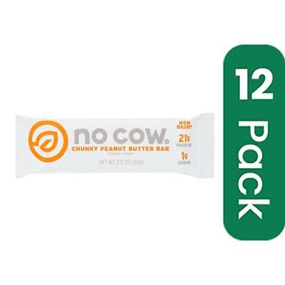 No Cow Bar Chunky Peanut Butter Bar – 2.12 oz (Pack of 12)
