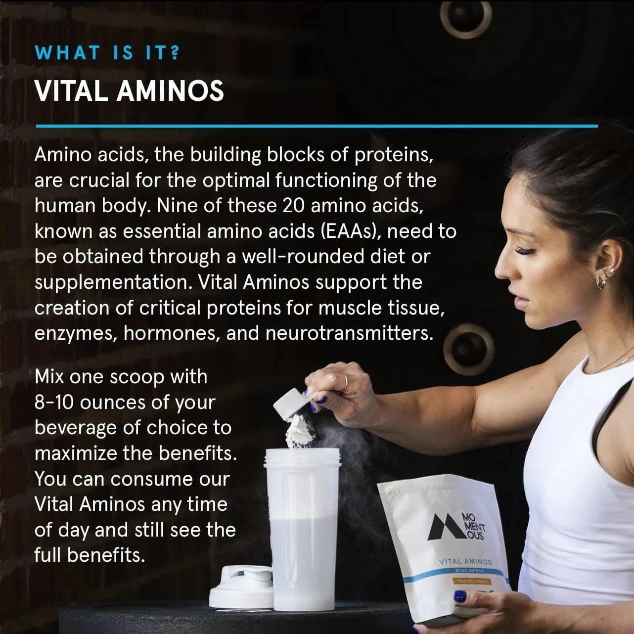 Momentous Vital Aminos Powder Supplement – BCAA & EAA – Tropical Punch – NSF …