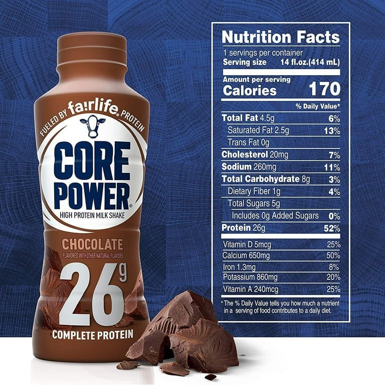 Core Power High Protein Milk Shake 26g Protein Chocolate Vanilla SB 14 fl oz X6)