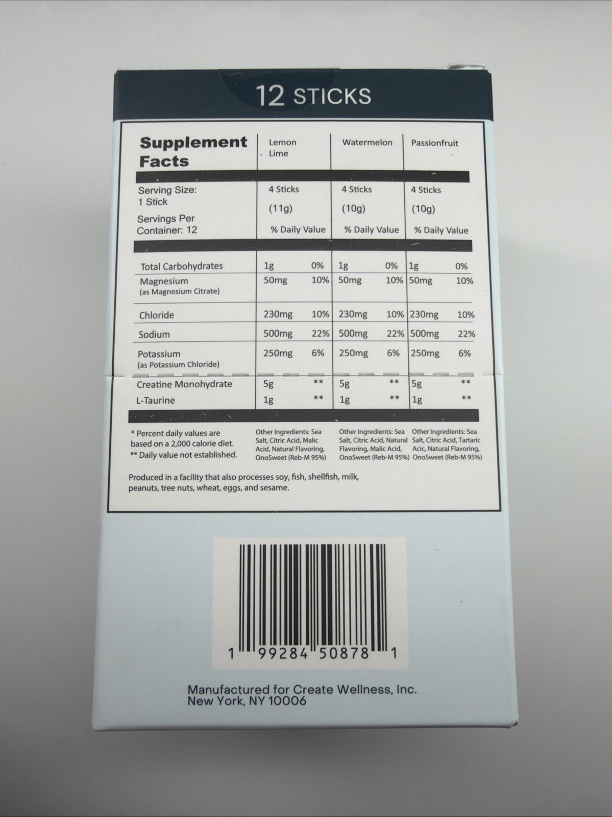 Create Creatine + Electrolytes Powder Variety Pack 12 Sticks Sugar-Free NSF