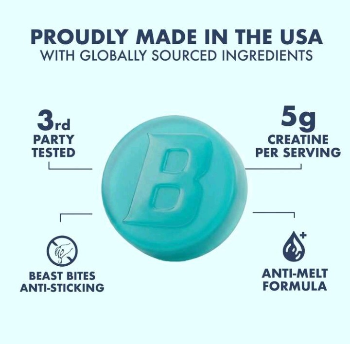 Creatine Gummies – Beast Bites Blue Raspberry, 150ct, Energy Pre-Workout Support