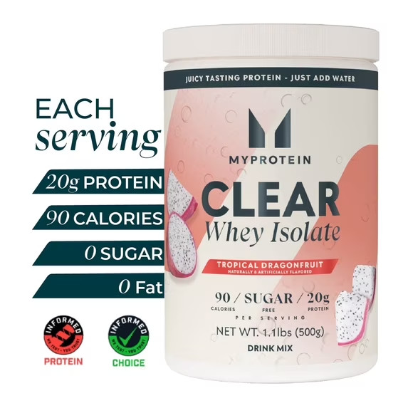 Myprotein Clear Whey Isolate Protein Powder, Tropical Dragonfruit, 20 Servings,