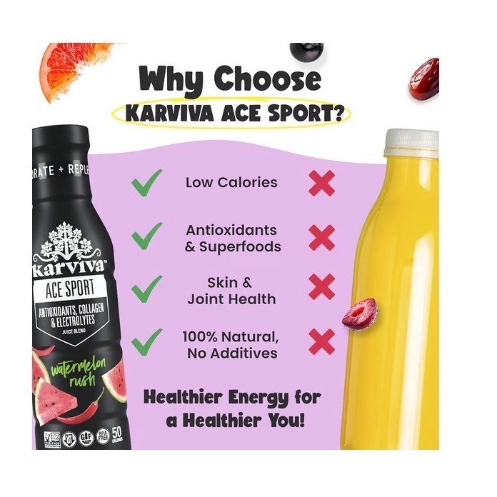 Karviva ACE Sport Bold Berry Lemonade 6 Pack 12oz Antioxidant Collagen Drink