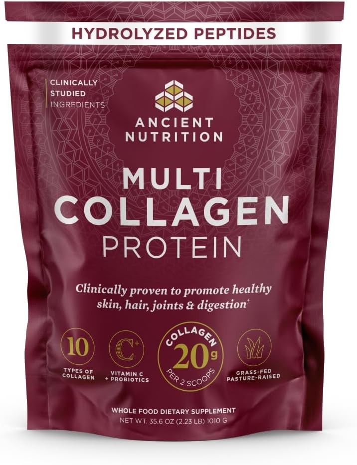 Ancient Nutrition Multi Collagen Protein Powder – Pure 100 Servings – Grass Fed