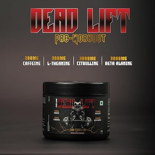 Dead-Lift Pre Workout (Deadly Fruit, 100g, 13 Servings) | 200mg Caffeine,L-Thean