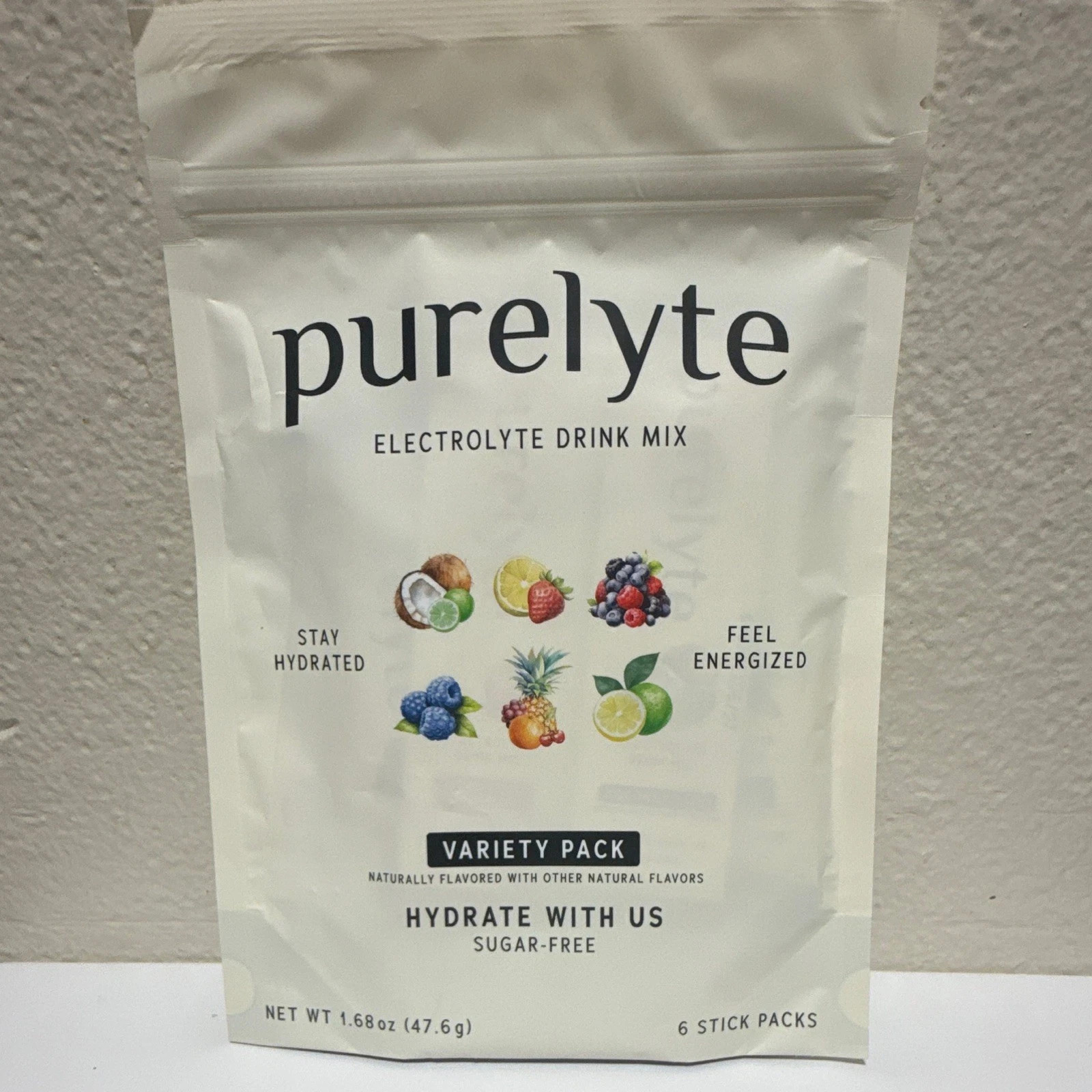 purelyte Electrolyte Drink Mix Powder Variety Pack, Sugar-Free, 6 Sticks 1.68oz