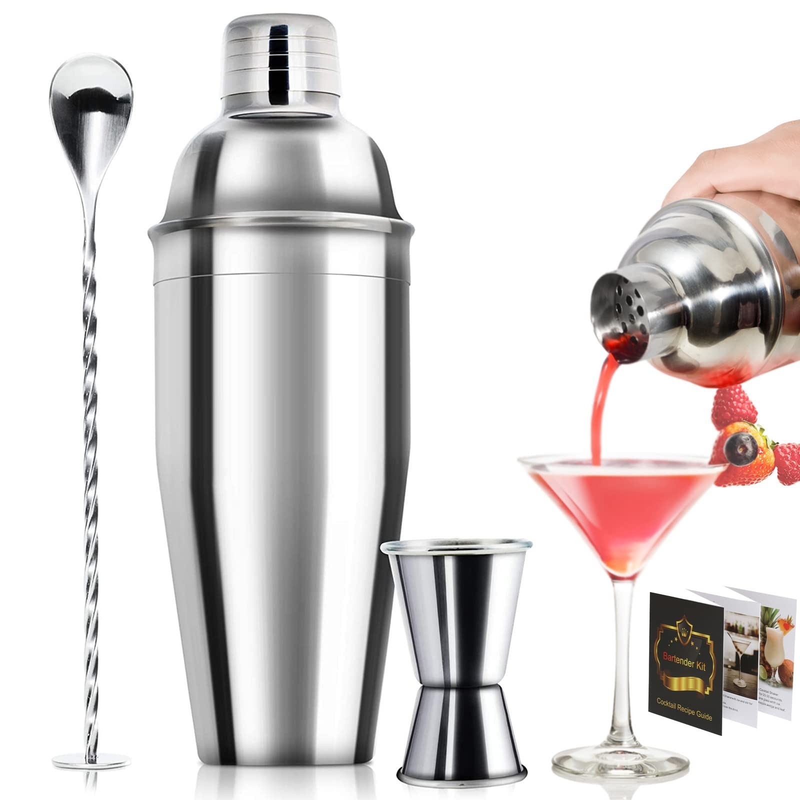 WPHUAW 24oz Cocktail Shaker Bar Set-Professional Margarita Mixer Drink Shaker…