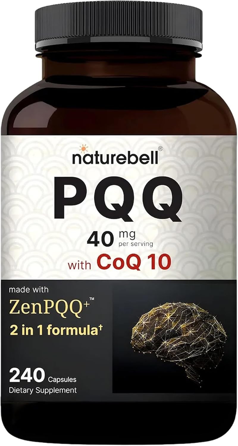 NatureBell PQQ with CoQ10-240 Capsules – 40mg Active PQQ with 10mg Coenzyme Q10