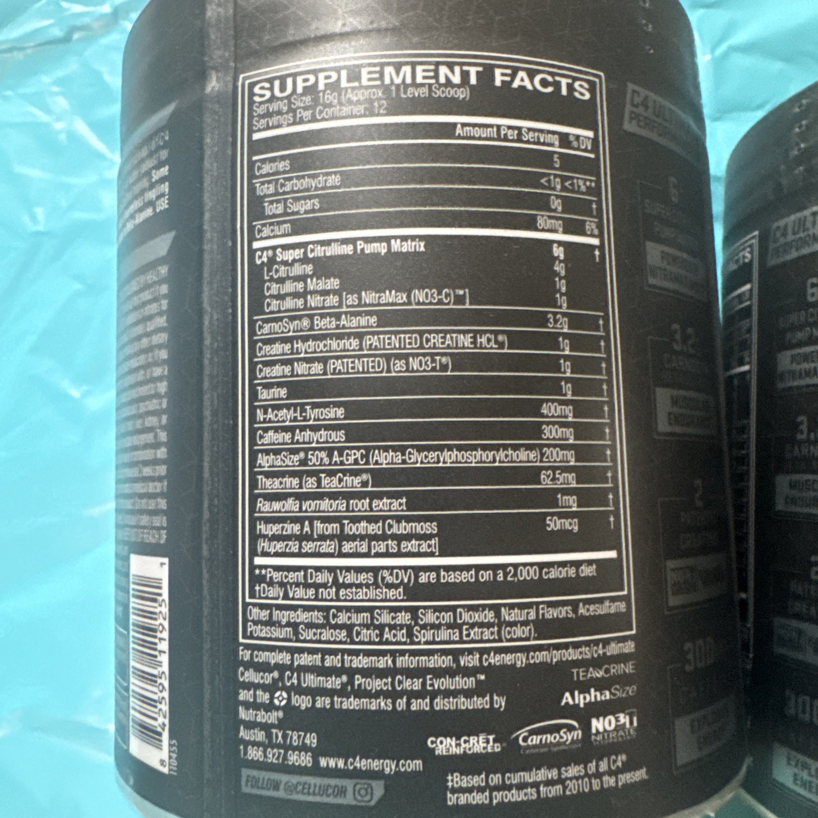 2 CELLUCOR C4 Ultimate ICY BLUE RAZZ Pre-Workout 12 Servings Each Exp: 11/26