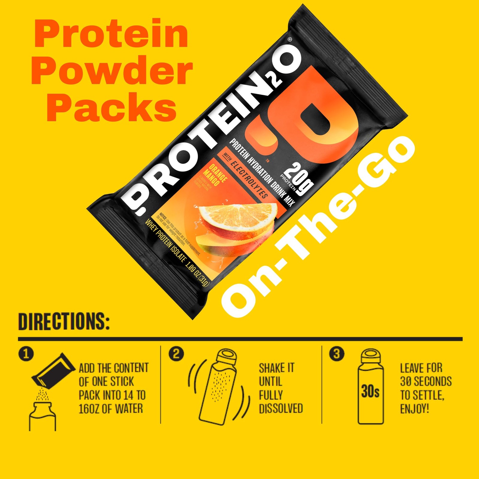 Protein2o Whey Protein Isolate 20g Sugar Free Orange Mango 8-Pack