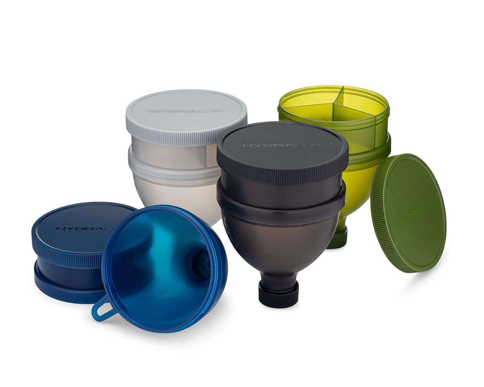 [4 Pack] Funnels for Filling Water Bottles with Protein Powder, 3 Compartment Pi