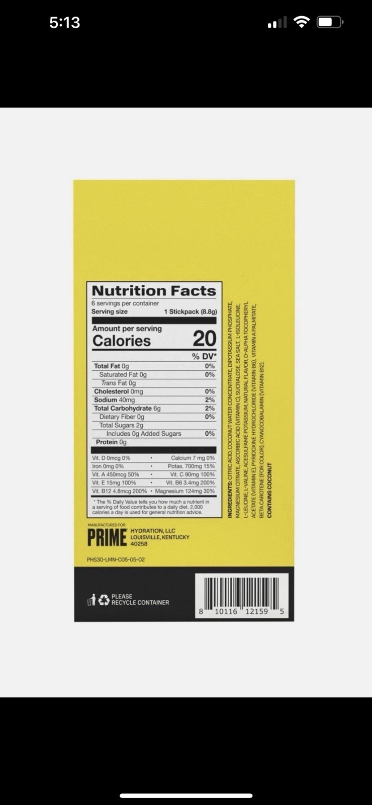 Prime Hydration LEMONADE Sticks * 4 Boxes (24 Count) New/NoBoxes