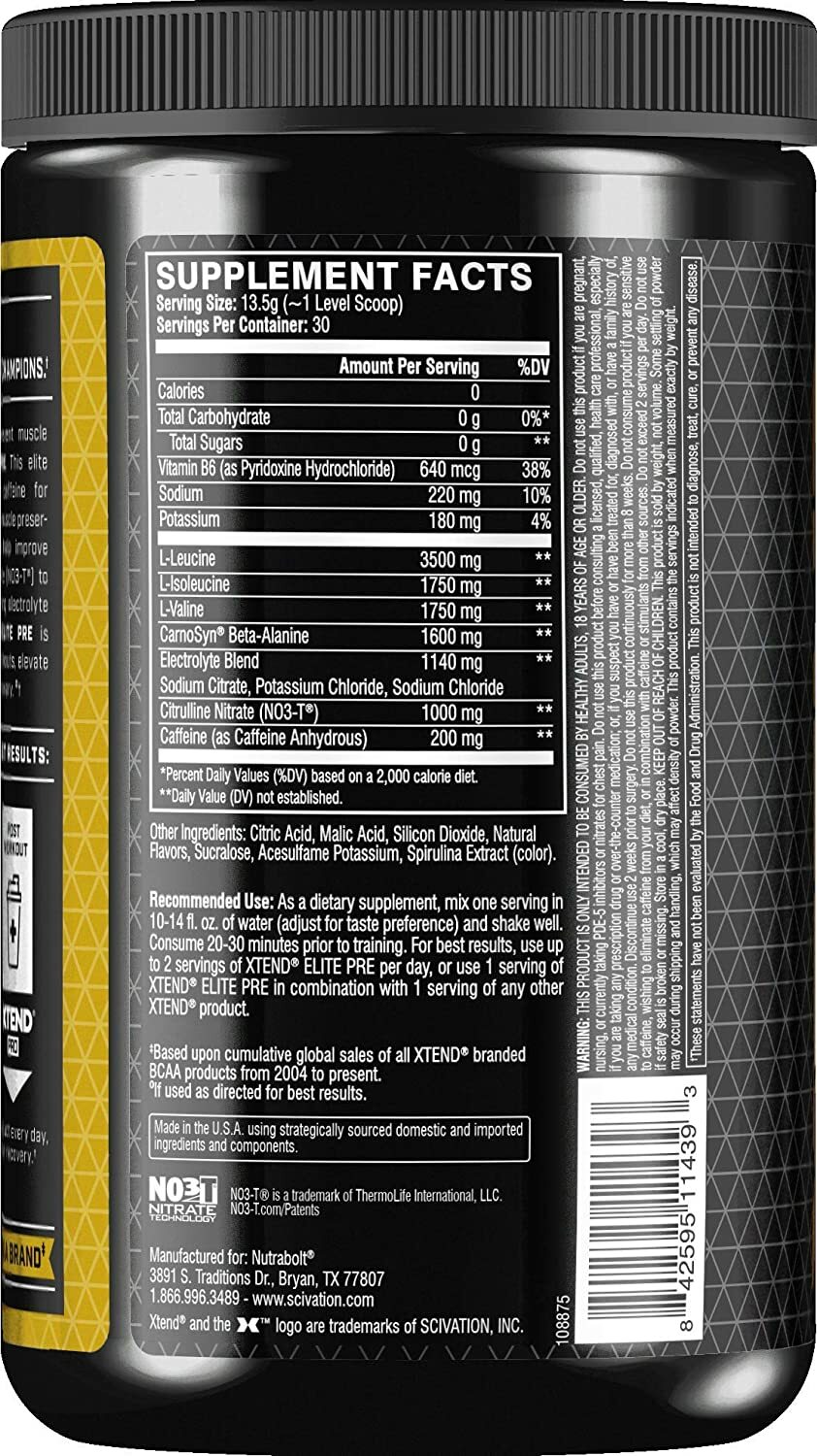 Scivation XTEND Elite Pre BCAA Powder Anti-Catabolic Pre Workout – ALL FLAVORS